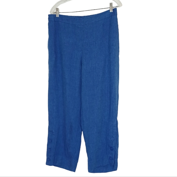 Chico's Linen Cropped High Waist Wide Leg Pull-On Pants Womens Sz 8 - Picture 1 of 12